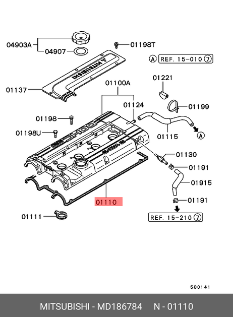 фото Mitsubishi MD186784 Прокладка крышки клапанов Mitsubishi MD186784 Прокладка крышки клапанов