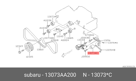 фото Subaru 13073AA200 Промежуточный ролик ремня ГРМ Subaru 13073AA200 Промежуточный ролик ремня ГРМ