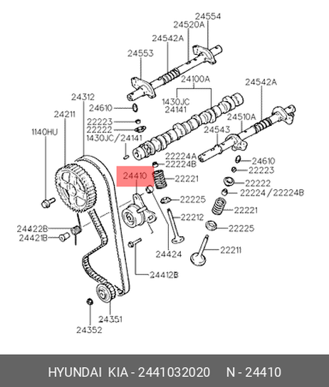 Hyundai/Kia 2441032020 Шкив натяжителя ремня грм