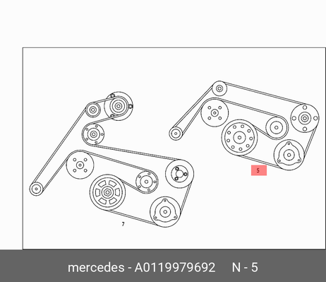 фото Mercedes A0119979692 Ремень поликлиновый Mercedes A0119979692 Ремень поликлиновый