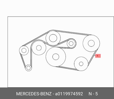 фото Mercedes A0119974592 Ремень поликлиновый Mercedes A0119974592 Ремень поликлиновый