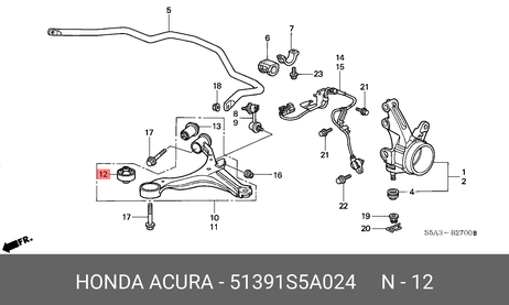 фото Honda 51391-S5A-024 Сайлентблок переднего рычага | перед прав | Honda 51391-S5A-024 Сайлентблок переднего рычага | перед прав |