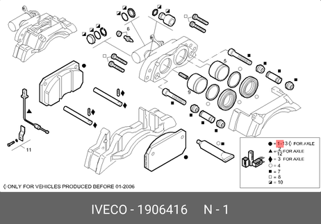 фото Iveco 1906416 Колодки тормозные передние комплект dailyiv/eurocargo 175x85.5x22 | перед | Iveco 1906416 Колодки тормозные передние комплект dailyiv/eurocargo 175x85.5x22 | перед |