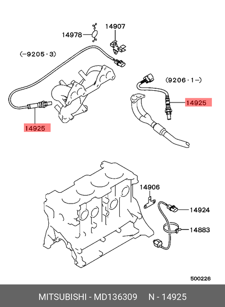 фото Mitsubishi MD136309 Датчик кислородный Mitsubishi MD136309 Датчик кислородный