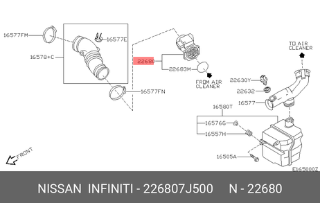 фото Nissan 22680-7J500 Расходомер воздуха Nissan 22680-7J500 Расходомер воздуха