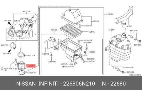 фото Nissan 22680-6N210 Расходомер воздуха Nissan 22680-6N210 Расходомер воздуха