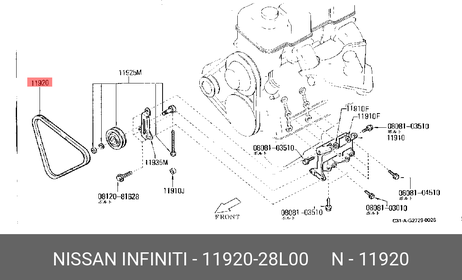 фото Nissan 11920-28L00 Ремень клиновый Nissan 11920-28L00 Ремень клиновый