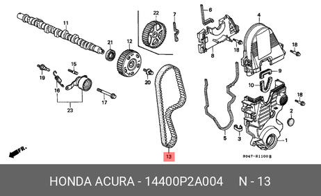 фото Honda 14400-P2A-004 Ремень ГРМ Honda 14400-P2A-004 Ремень ГРМ