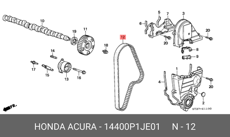 фото Honda 14400-P1J-E01 Ремень ГРМ Honda 14400-P1J-E01 Ремень ГРМ