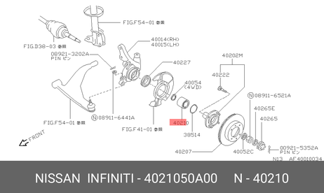фото Nissan 40210-50A00 Подшипник ступицы колеса | перед | Nissan 40210-50A00 Подшипник ступицы колеса | перед |