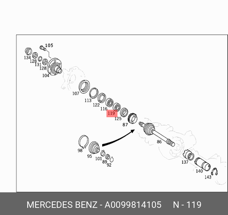 фото Mercedes A0099814105 Подшипник ступицы колеса | перед | Mercedes A0099814105 Подшипник ступицы колеса | перед |