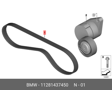 фото BMW 11 28 1 437 450 Ремень поликлиновый BMW 11 28 1 437 450 Ремень поликлиновый