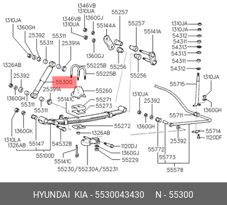 фото Hyundai/Kia 5530043430 Амортизатор | зад прав/лев | Hyundai/Kia 5530043430 Амортизатор | зад прав/лев |