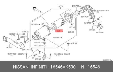 фото Nissan 16546-VK500 Фильтр воздушный Nissan 16546-VK500 Фильтр воздушный
