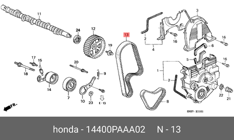 фото Honda 14400-PAA-A02 Ремень ГРМ Honda 14400-PAA-A02 Ремень ГРМ