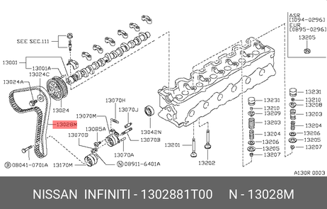 фото Nissan 13028-81T00 Ремень ГРМ Nissan 13028-81T00 Ремень ГРМ