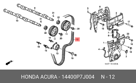 фото Honda 14400-P7J-004 Ремень ГРМ Honda 14400-P7J-004 Ремень ГРМ