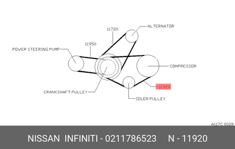 фото Nissan 02117-86523 Ремень клиновой Nissan 02117-86523 Ремень клиновой