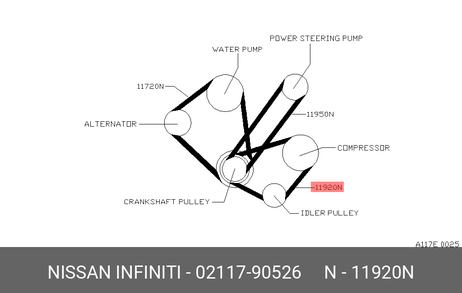 фото Nissan 02117-90526 Ремень клиновой Nissan 02117-90526 Ремень клиновой