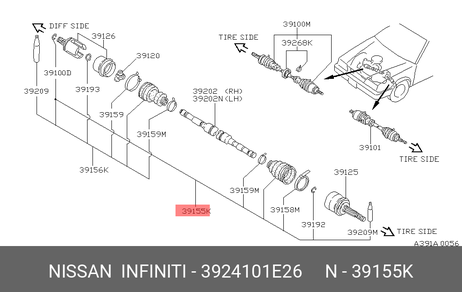 фото Nissan 3924101E26 Пыльник шруса Nissan 3924101E26 Пыльник шруса