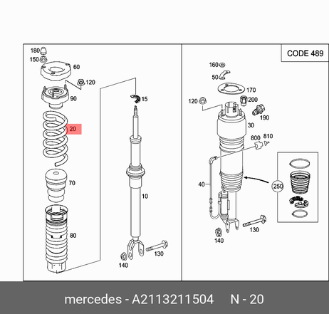 фото Mercedes A2113211504 Пружина ходовой части | перед | Mercedes A2113211504 Пружина ходовой части | перед |