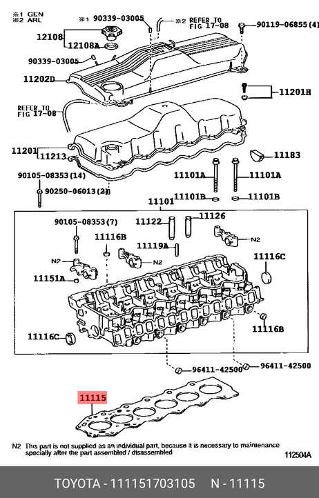 фото Toyota 11115-17031-05 Прокладка головки блока цилиндров Toyota 11115-17031-05 Прокладка головки блока цилиндров