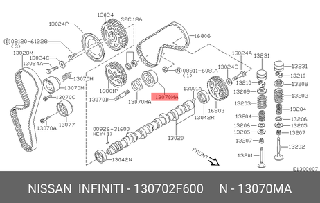 фото Nissan 13070-2F600 Ролик натяжной ГРМ Nissan 13070-2F600 Ролик натяжной ГРМ