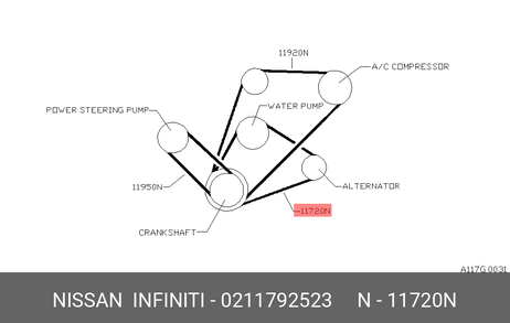фото Nissan 02117-92523 Ремень клиновый Nissan 02117-92523 Ремень клиновый