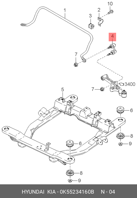 фото Hyundai/Kia 0K55234160B Стойка стабилизатора | перед лев | Hyundai/Kia 0K55234160B Стойка стабилизатора | перед лев |