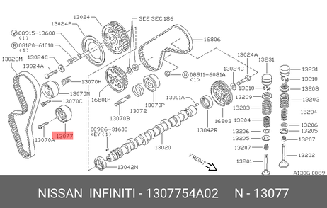 фото Nissan 13077-54A02 Ролик промежуточный ремня ГРМ Nissan 13077-54A02 Ролик промежуточный ремня ГРМ
