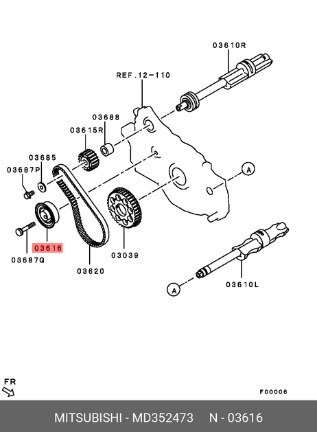 Mitsubishi MD352473 Ролик натяжной ремня ГРМ