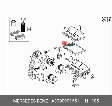 фото Mercedes A0000901651 Фильтр воздушный Mercedes A0000901651 Фильтр воздушный