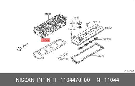 фото Nissan 11044-70F00 Прокладка головки блока цилиндров Nissan 11044-70F00 Прокладка головки блока цилиндров