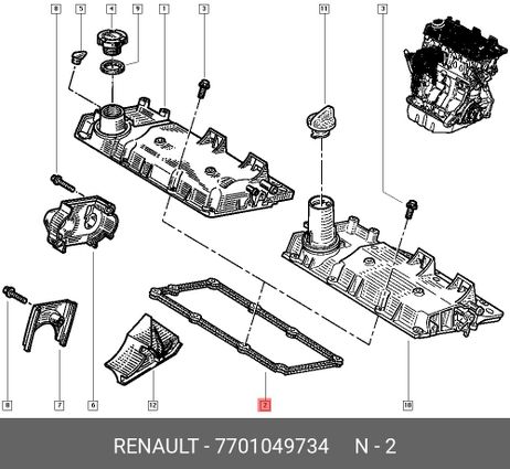 фото Renault 7701049734 Прокладка крышки клапанов Renault 7701049734 Прокладка крышки клапанов