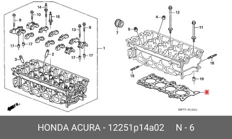 фото Honda 12251-P14-A02 Прокладка головки блока цилиндров Honda 12251-P14-A02 Прокладка головки блока цилиндров