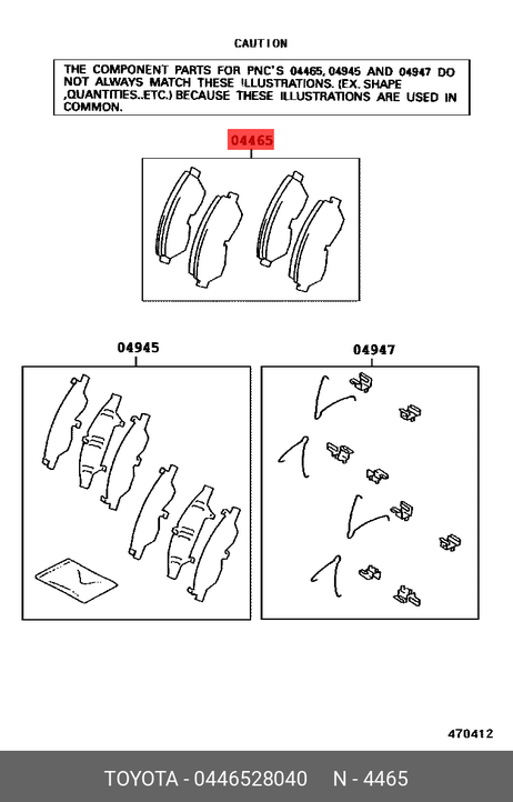 фото Toyota 04465-28040 Колодки тормозные дисковые | перед прав/лев | Toyota 04465-28040 Колодки тормозные дисковые | перед прав/лев |