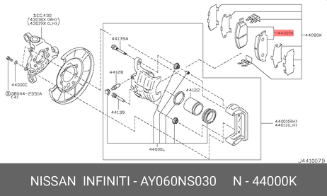 фото Nissan AY060-NS030 Колодки тормозные дисковые | зад | Nissan AY060-NS030 Колодки тормозные дисковые | зад |