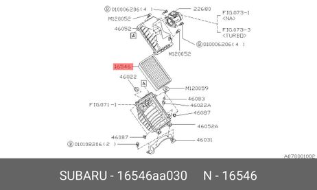 фото Subaru 16546AA030 Фильтр воздушный Subaru 16546AA030 Фильтр воздушный