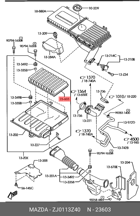 фото Mazda ZJ01-13-Z40 Фильтр воздушный Mazda ZJ01-13-Z40 Фильтр воздушный