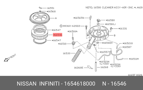 фото Nissan 16546-18000 Фильтр воздушный Nissan 16546-18000 Фильтр воздушный