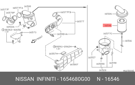 фото Nissan 16546-80G00 Фильтр воздушный Nissan 16546-80G00 Фильтр воздушный