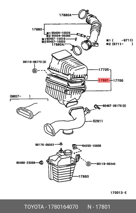 фото Toyota 17801-64070 Фильтр воздушный Toyota 17801-64070 Фильтр воздушный