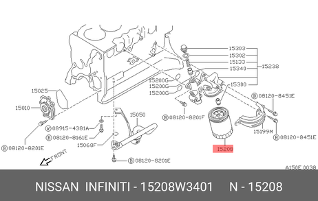 фото Nissan 15208-W3401 Фильтр масляный Nissan 15208-W3401 Фильтр масляный