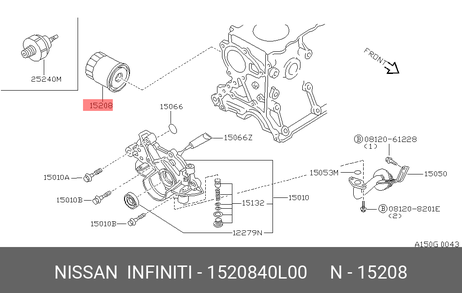 фото Nissan 15208-40L00 Фильтр масляный Nissan 15208-40L00 Фильтр масляный