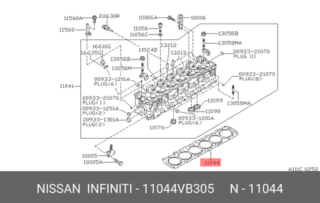 фото Nissan 11044-VB305 Прокладка головки блока цилиндров Nissan 11044-VB305 Прокладка головки блока цилиндров