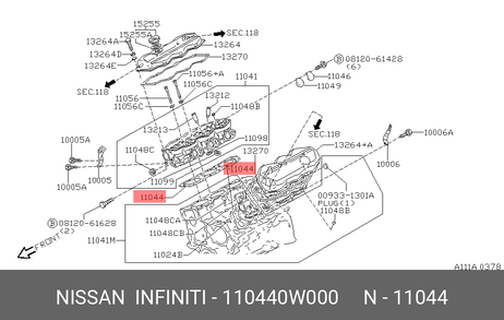 фото Nissan 11044-0W000 Прокладка головки блока цилиндров Nissan 11044-0W000 Прокладка головки блока цилиндров