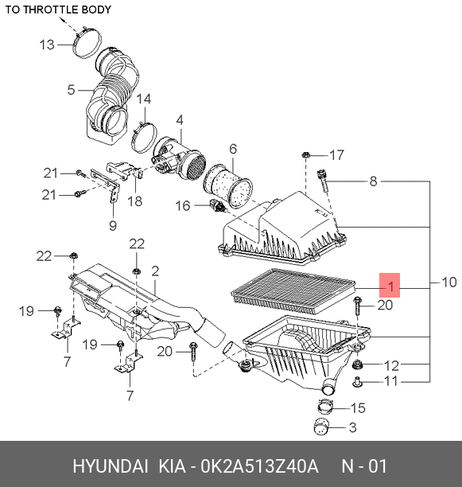 фото Hyundai/Kia 0K2A513Z40A Фильтр воздушный Hyundai/Kia 0K2A513Z40A Фильтр воздушный