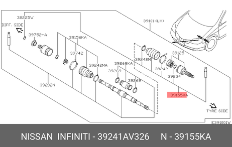 Nissan 39241-AV326 Пыльник ШРУСа