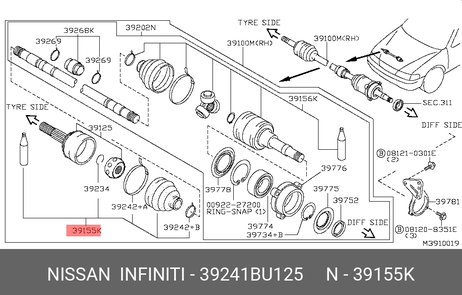 Nissan 39241-BU125 Пыльник ШРУСа