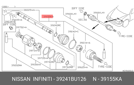 фото Nissan 39241-BU126 Пыльник ШРУСа Nissan 39241-BU126 Пыльник ШРУСа